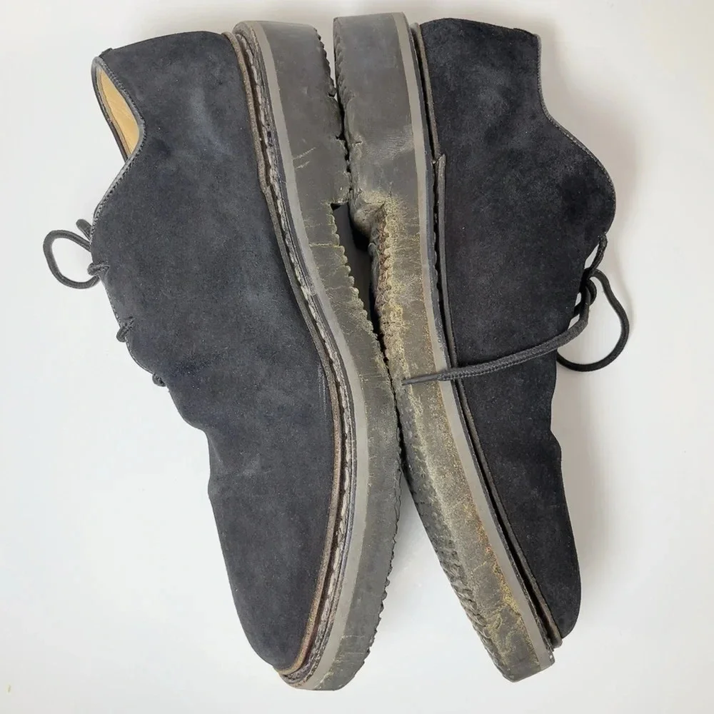 Heschung Suede Black Low Top Oxford Lace Up Shoes